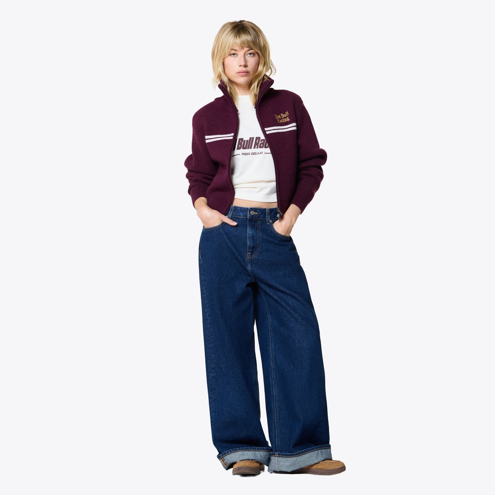 Oracle Red Bull Racing Pepe Jeans Stripe Zip Knit - Burgundy - Womens