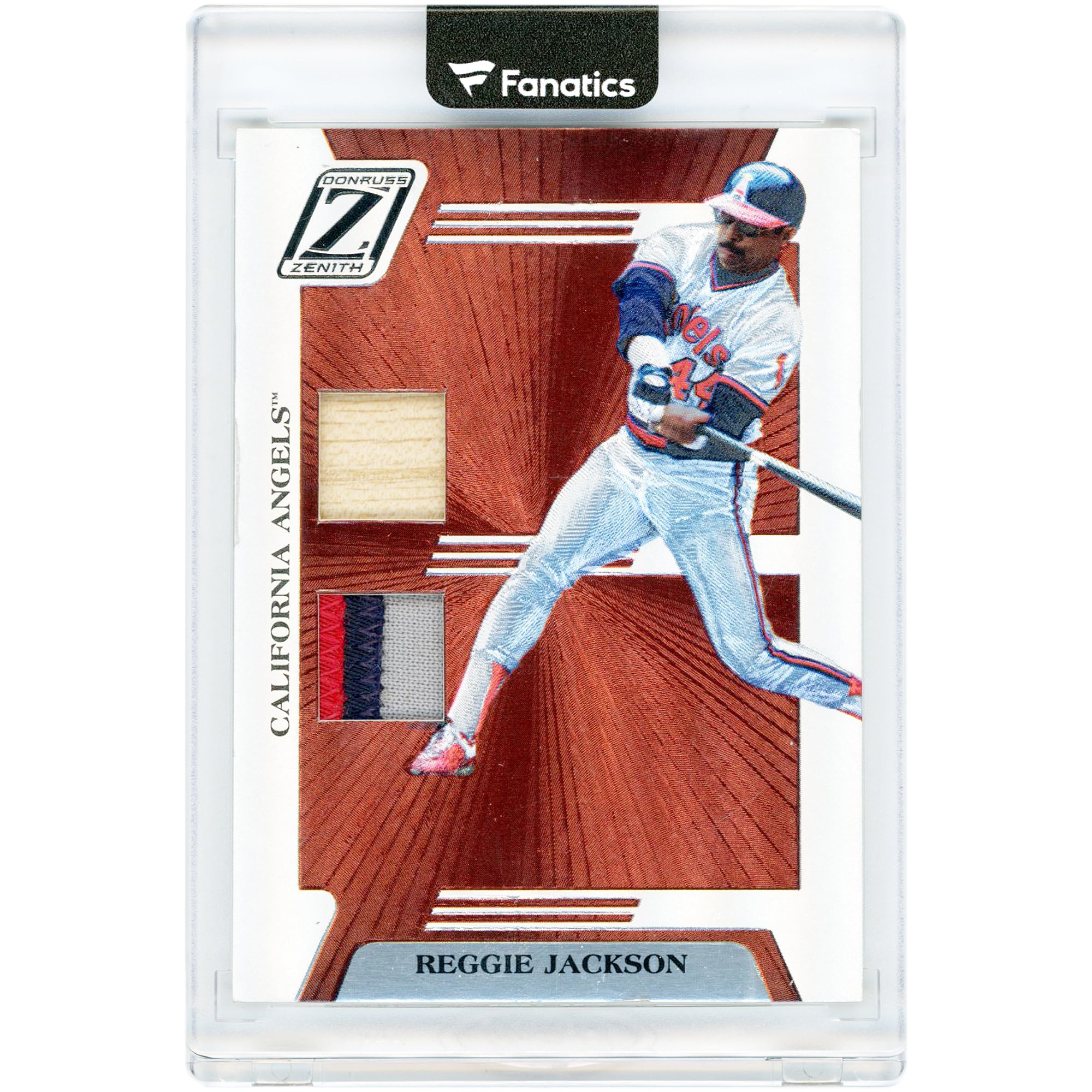 Carte Reggie Jackson California Angels 2005 Donruss Zenith Z-Combos Prime Dual Game Used Batt & Tri-Color Jersey Relics #ZB-83 #3/10