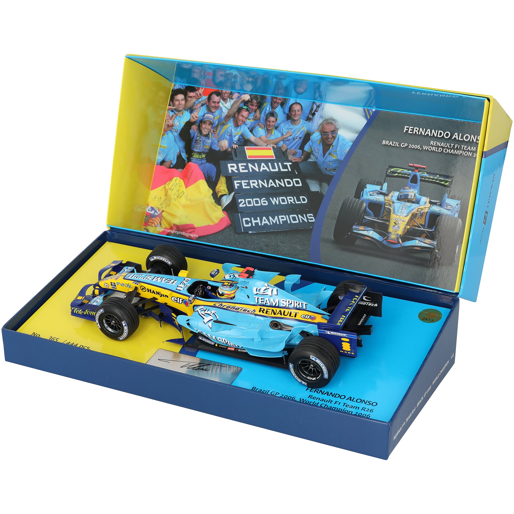 Fernando Alonso Mild Seven Renault F1 Team Autographed 2006 Brazilian GP 1:18 Model Car