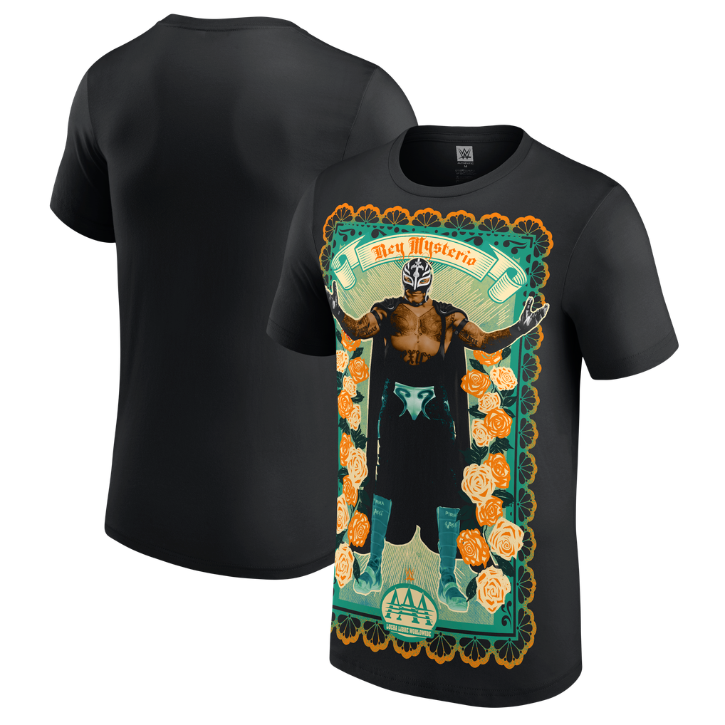Men's Black Rey Mysterio AAA Retablo T-Shirt