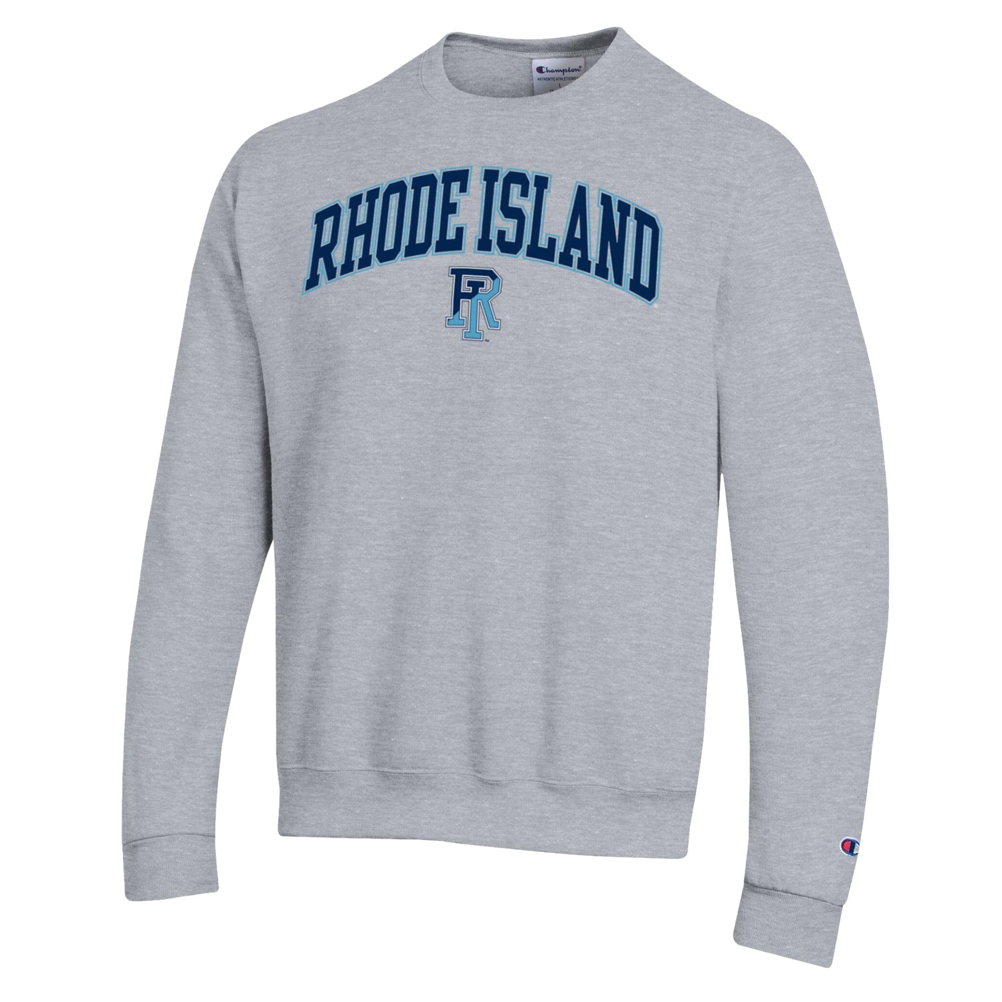 Sweat-shirt Champion pour homme, gris chiné, Rhode Island Rams Arch Powerblend