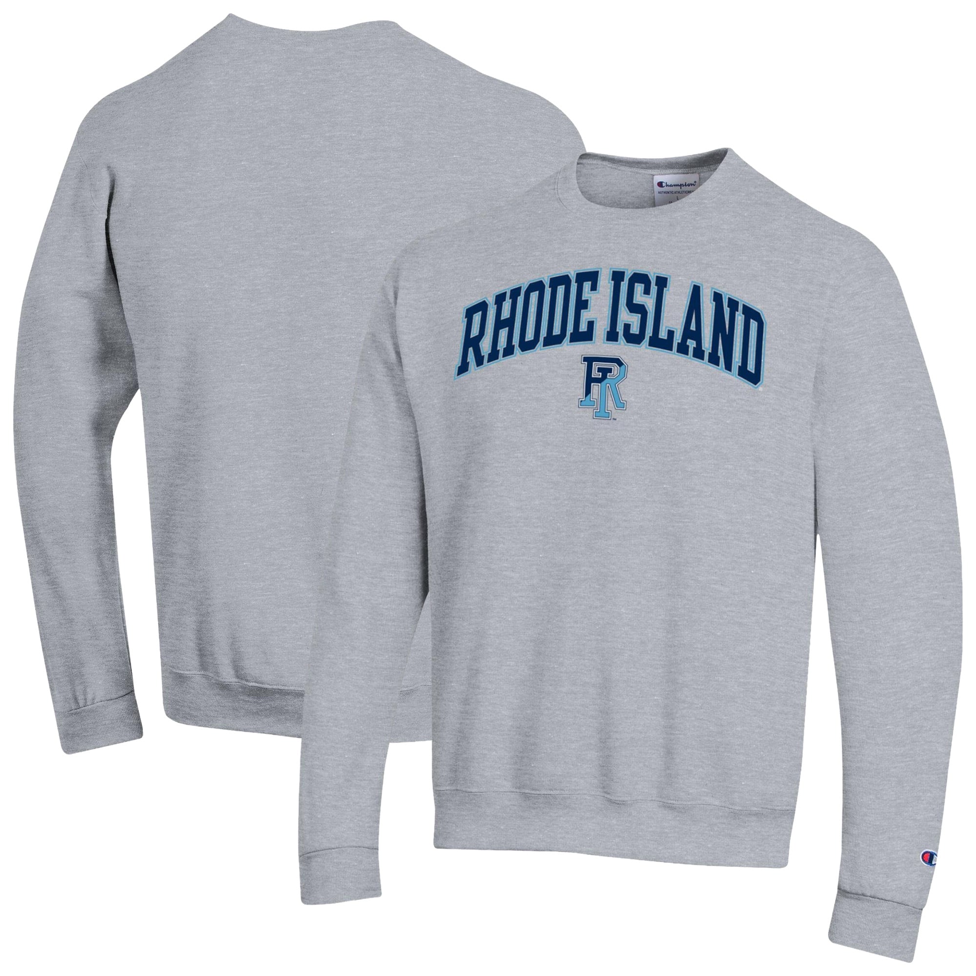 Sweat-shirt Champion pour homme, gris chiné, Rhode Island Rams Arch Powerblend