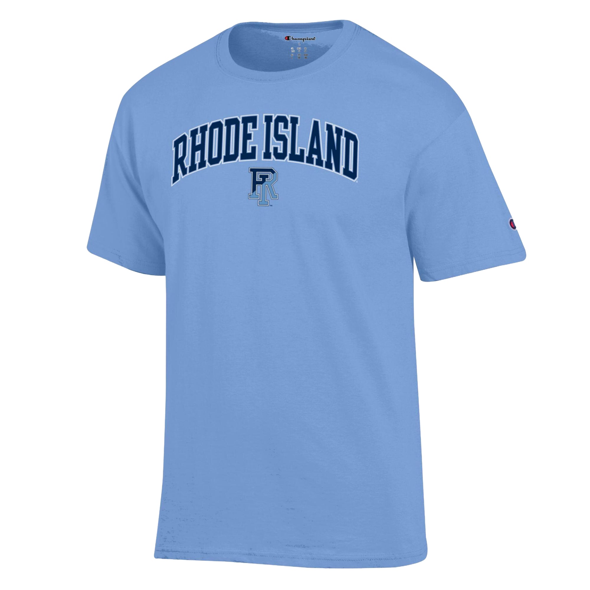 T-shirt Champion bleu clair pour homme avec logo en forme d'arche des Rhode Island Rams