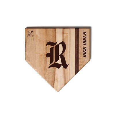 Rice Owls Jardine Baseball BBQ 12" x 12" Home Plate Cutting Board