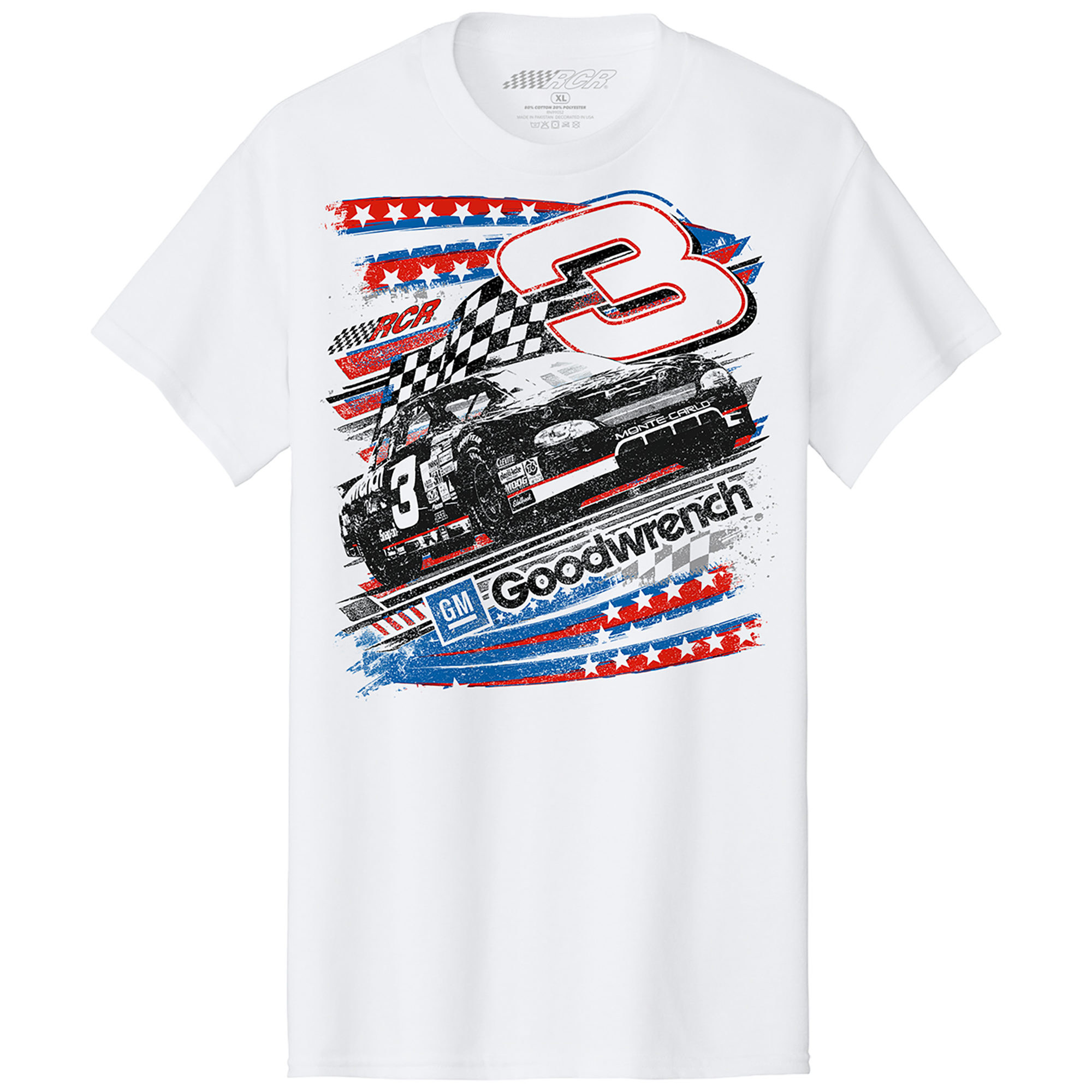 T-shirt homme blanc Richard Childress Racing Team Collection #3 GM Goodwrench Patriotic Car Throwback