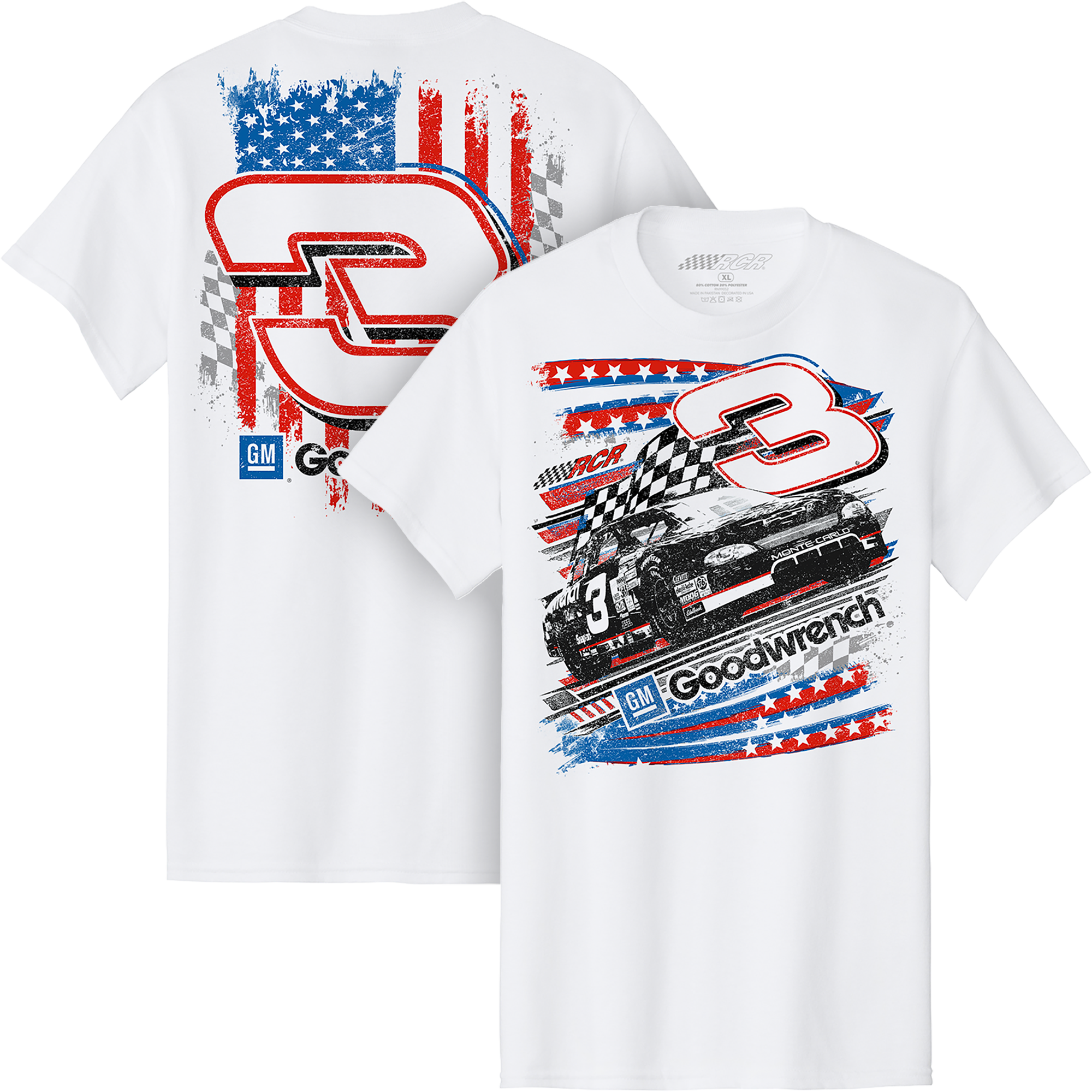 T-shirt homme blanc Richard Childress Racing Team Collection #3 GM Goodwrench Patriotic Car Throwback