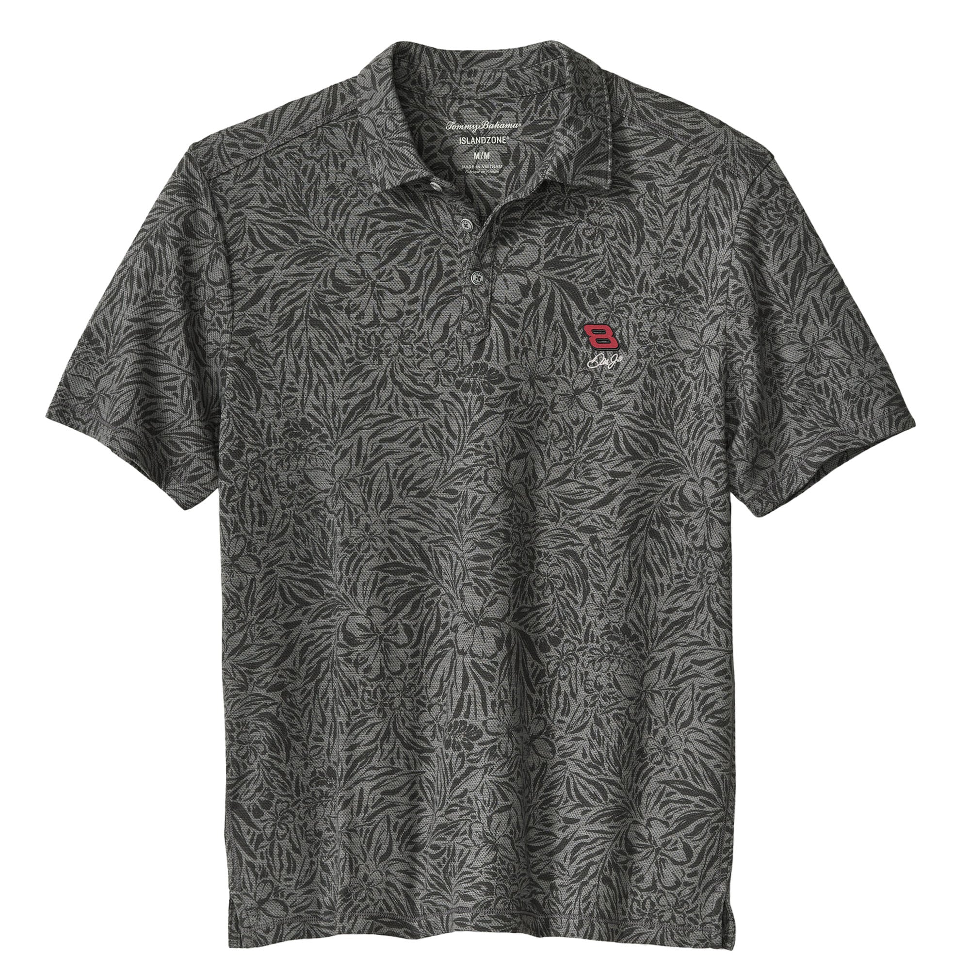 Men's Tommy Bahama  Gray NASCAR IslandZone Wild Hibiscus Tri-Blend Polo