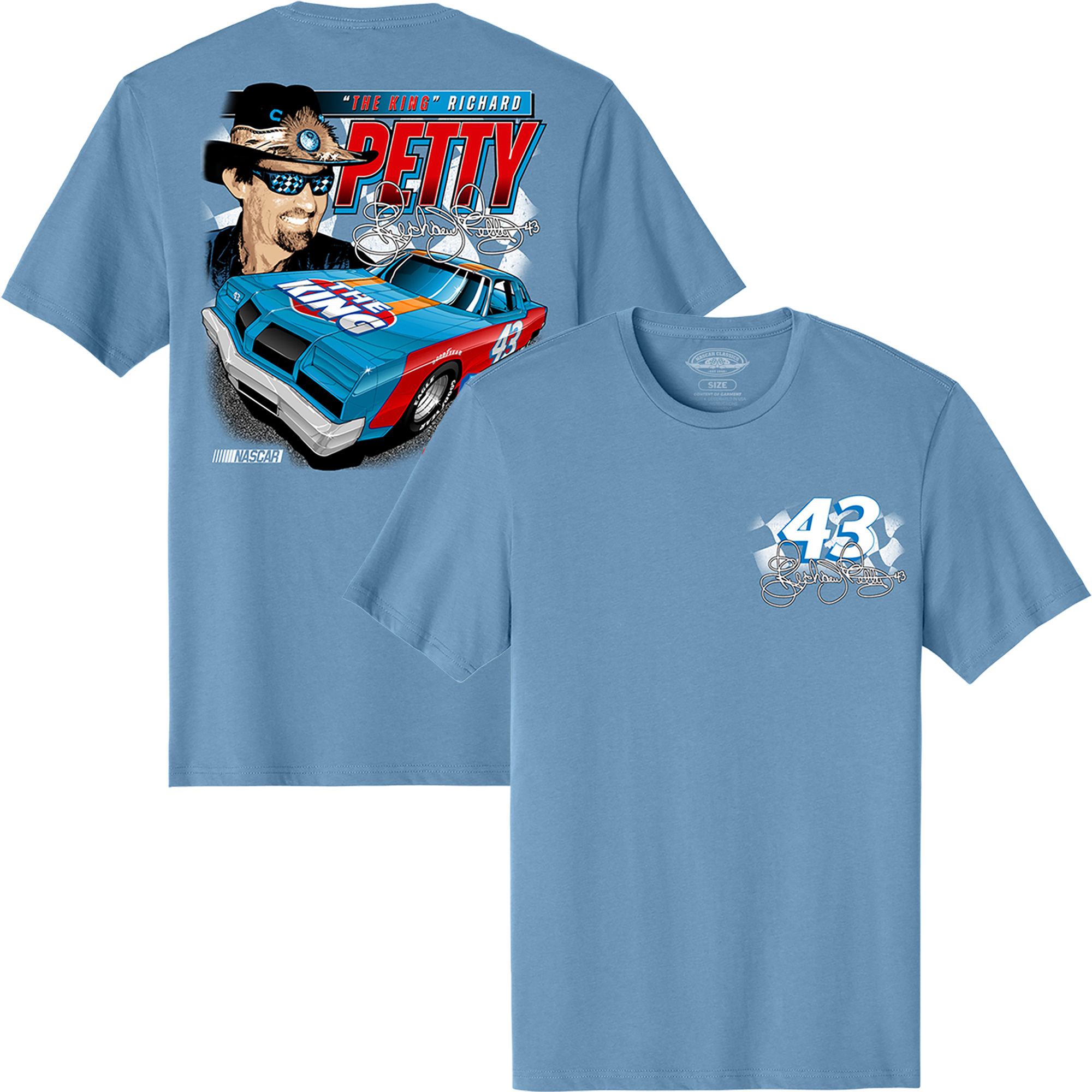T-shirt homme classique bleu clair Richard Petty « The King »