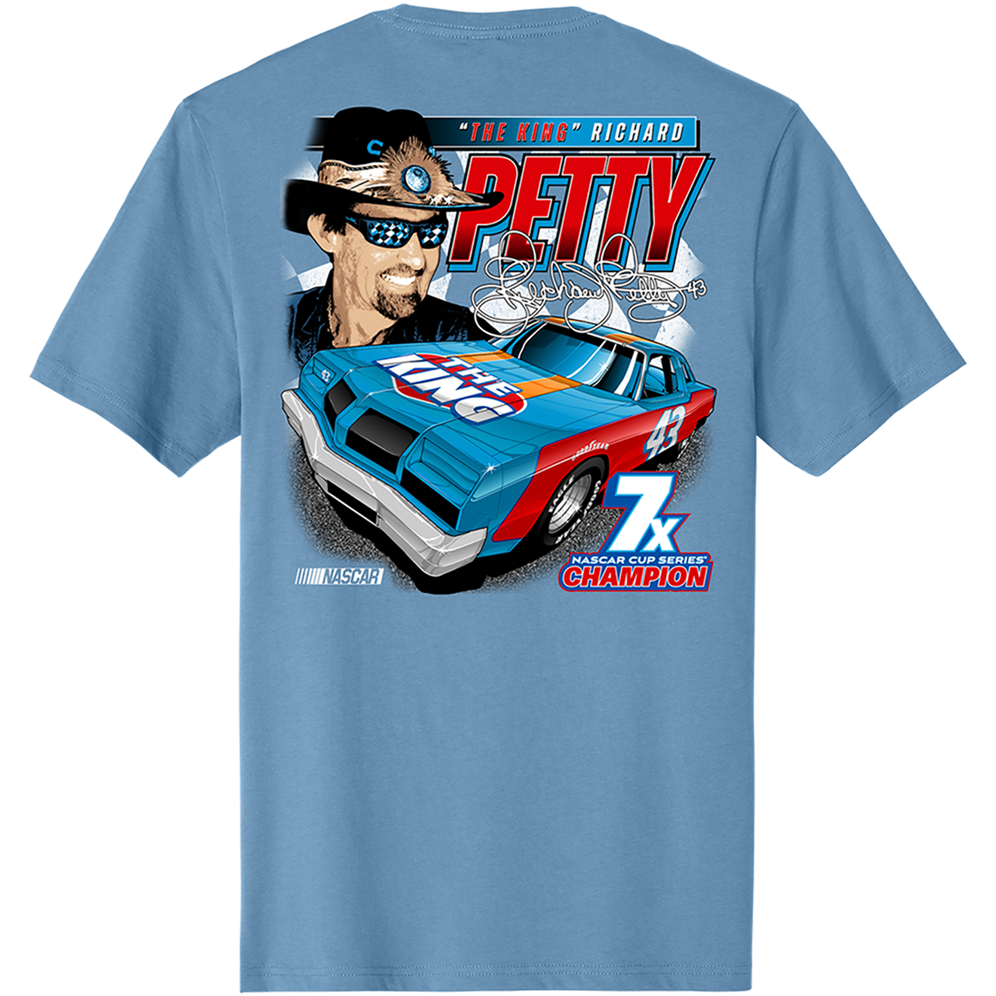 T-shirt homme classique bleu clair Richard Petty « The King »