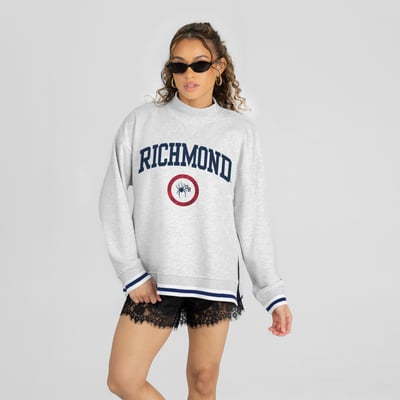 Richmond Spiders Gameday Couture Women's  Rally Point Contrast Stripe Mock Neck Sweatshirt - Ash