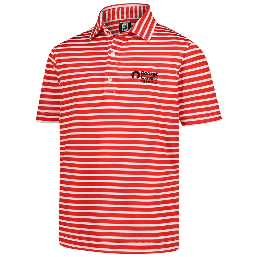 Polo Rocket Classic FootJoy Youth Stripe Pique ProDry - Rouge