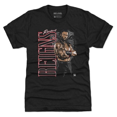 Roman Reigns 500 Level Vertical Name Premium Tri-Blend T-Shirt - Black