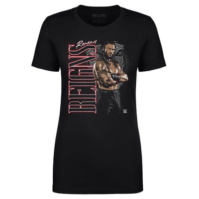 Roman Reigns 500 Level Women's Vertical Name T-Shirt - Black