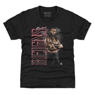 Roman Reigns 500 Level Youth Vertical Name T-Shirt - Black