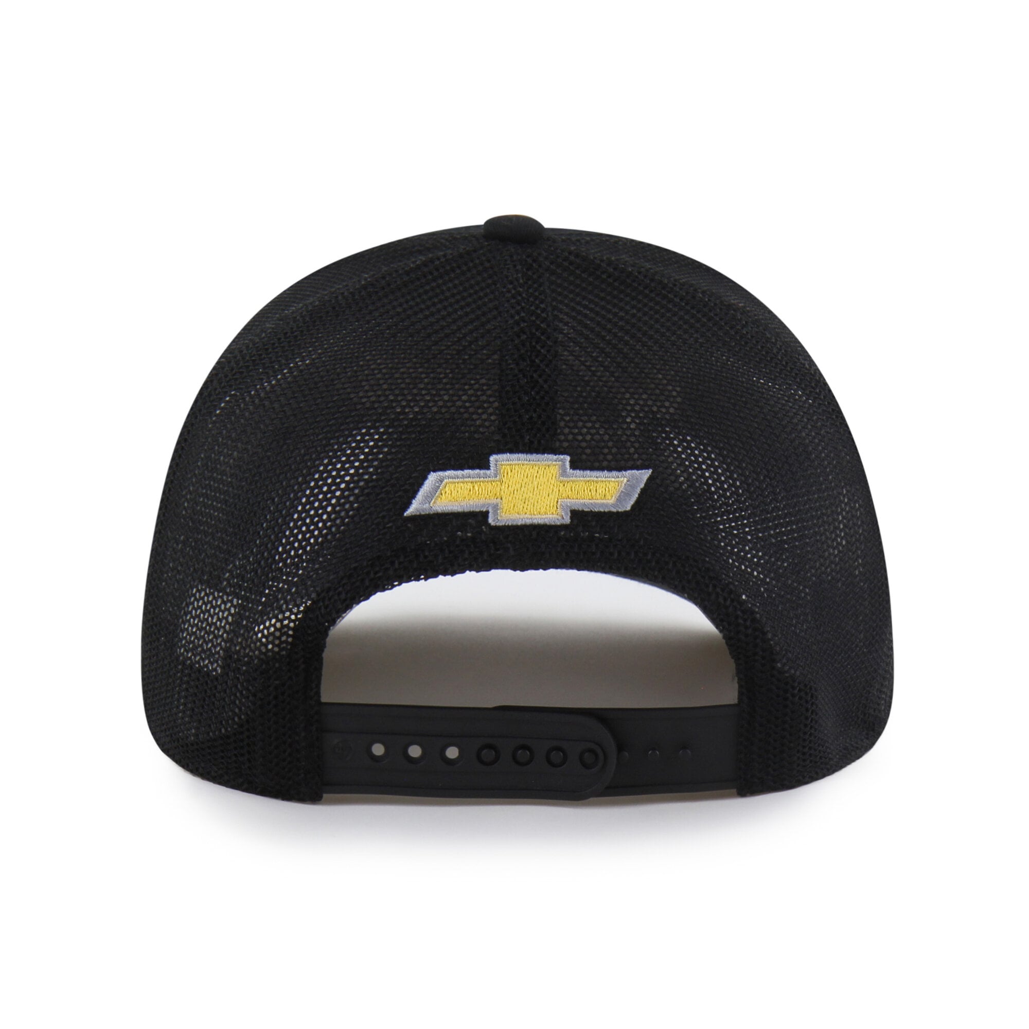 Casquette trucker ajustable pour homme, modèle 47 rouge Ross Chastain, avec logo du sponsor et écusson latéral.