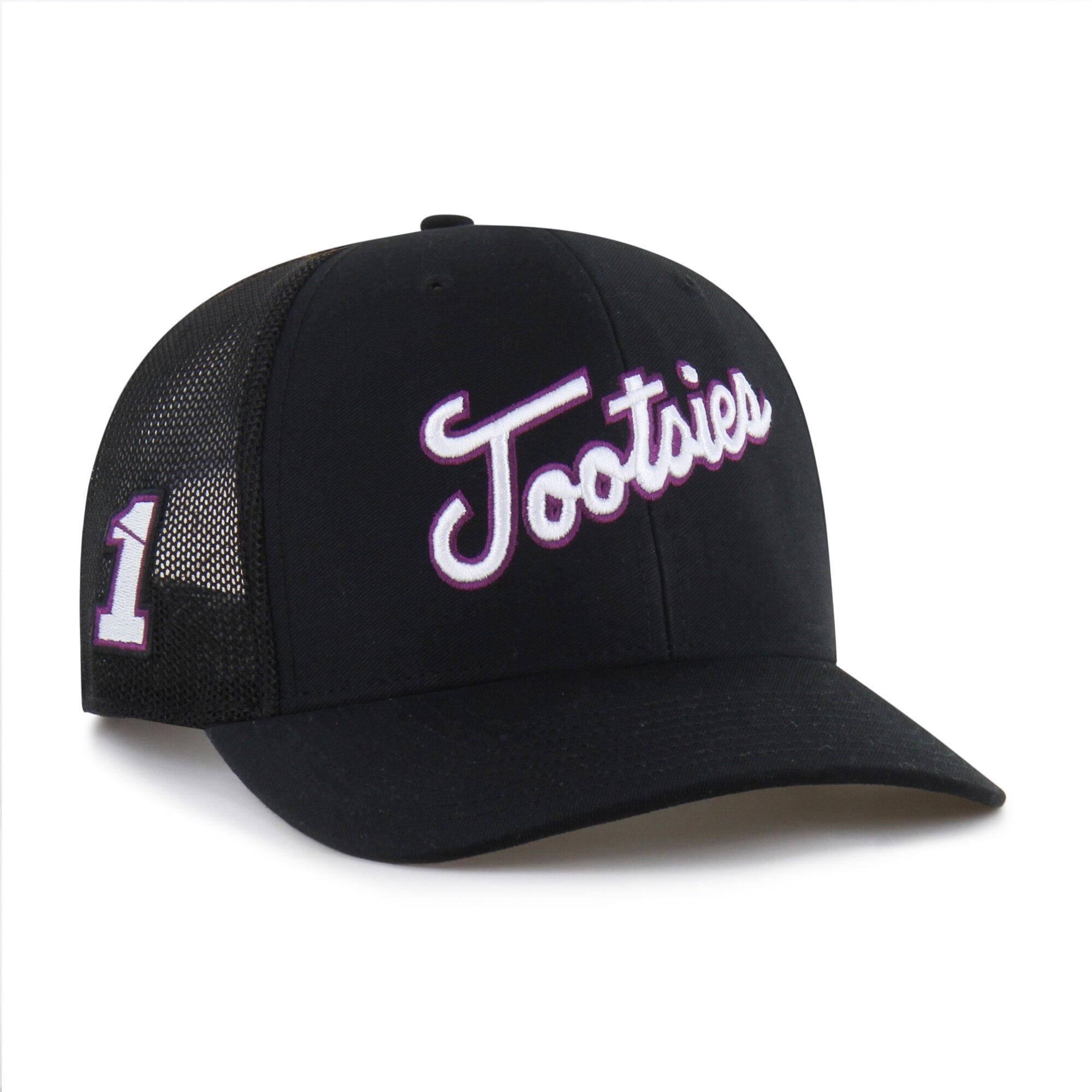 Casquette trucker ajustable pour homme, modèle 47 rouge Ross Chastain, avec logo du sponsor et écusson latéral.