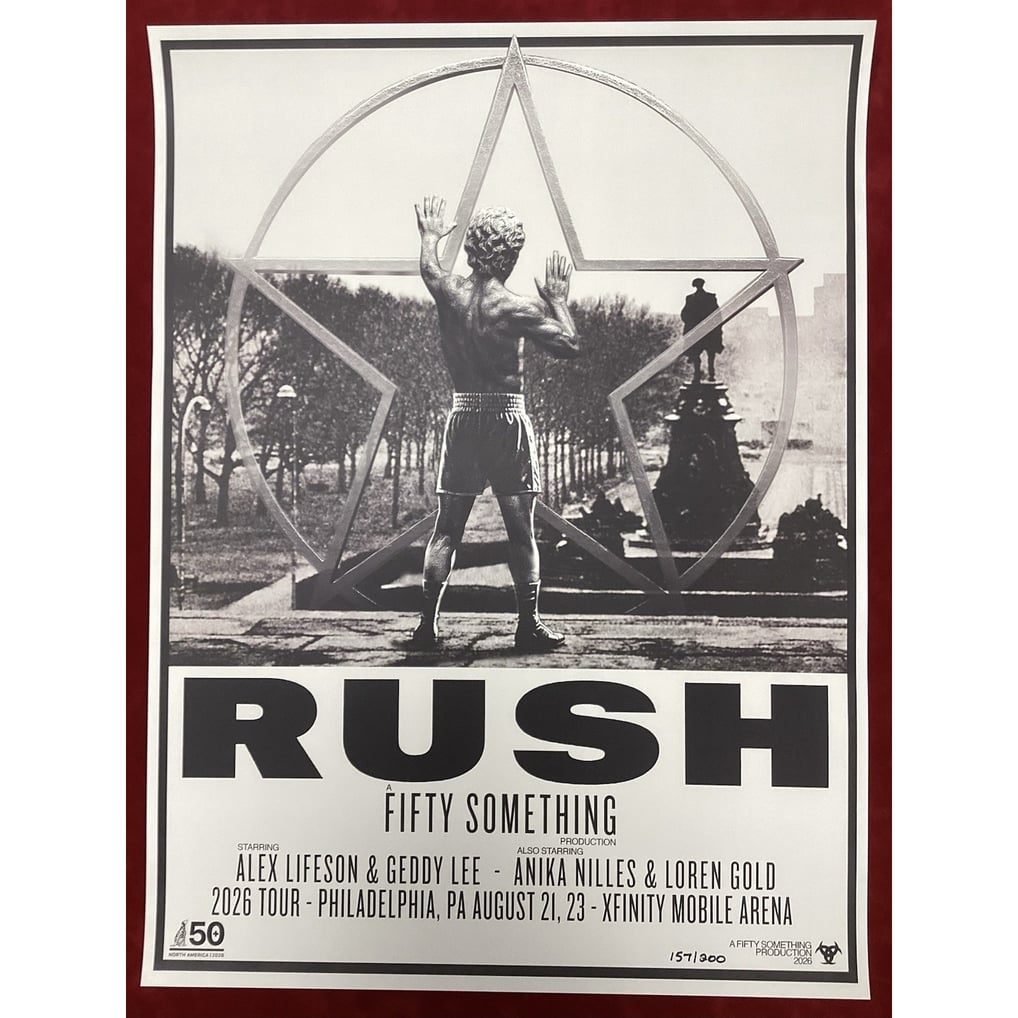 Rush Poster Fifty Something Tour 2026 18x24 Philadelphia Rocky 157/200 ...