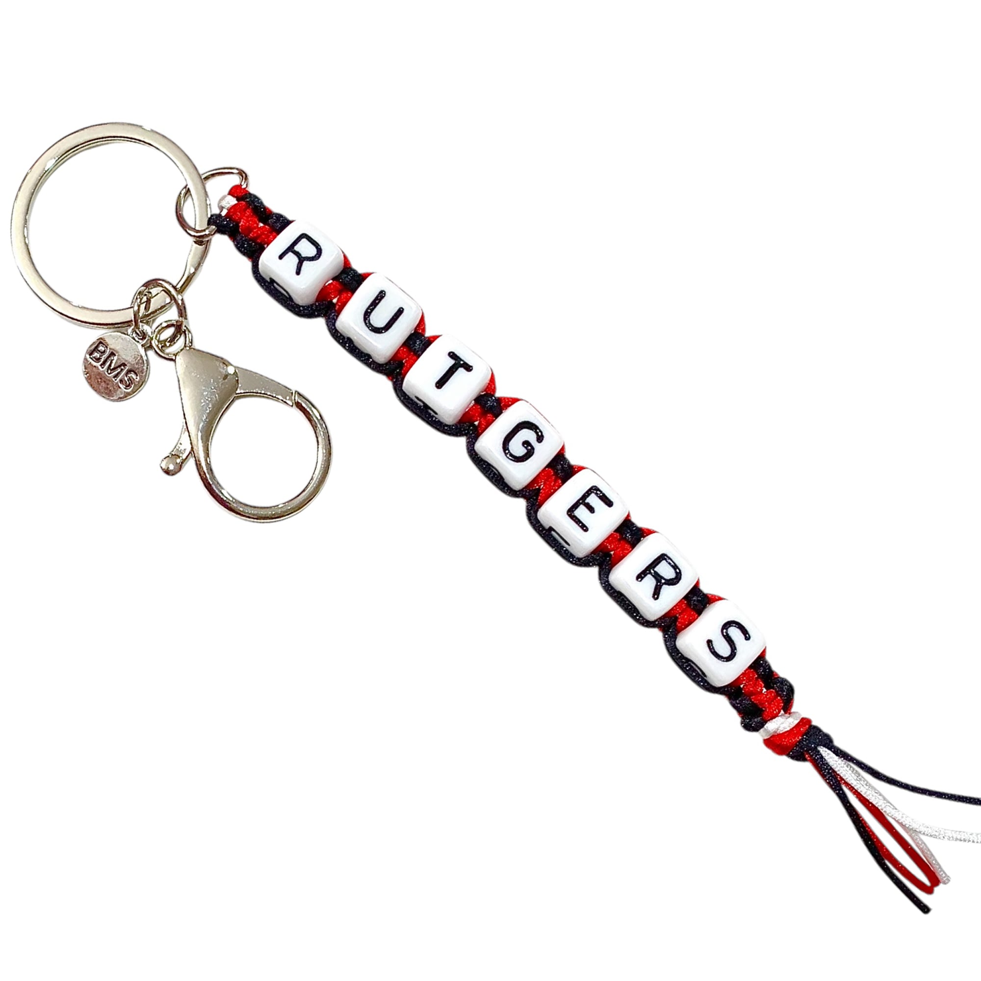 Rutgers University Box Braid Keychain