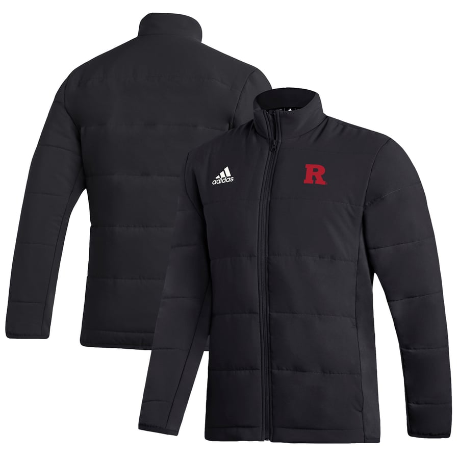 Black Rutgers R Men's adidas Black Rutgers Scarlet Knights Midweight Full-Zip Jacket