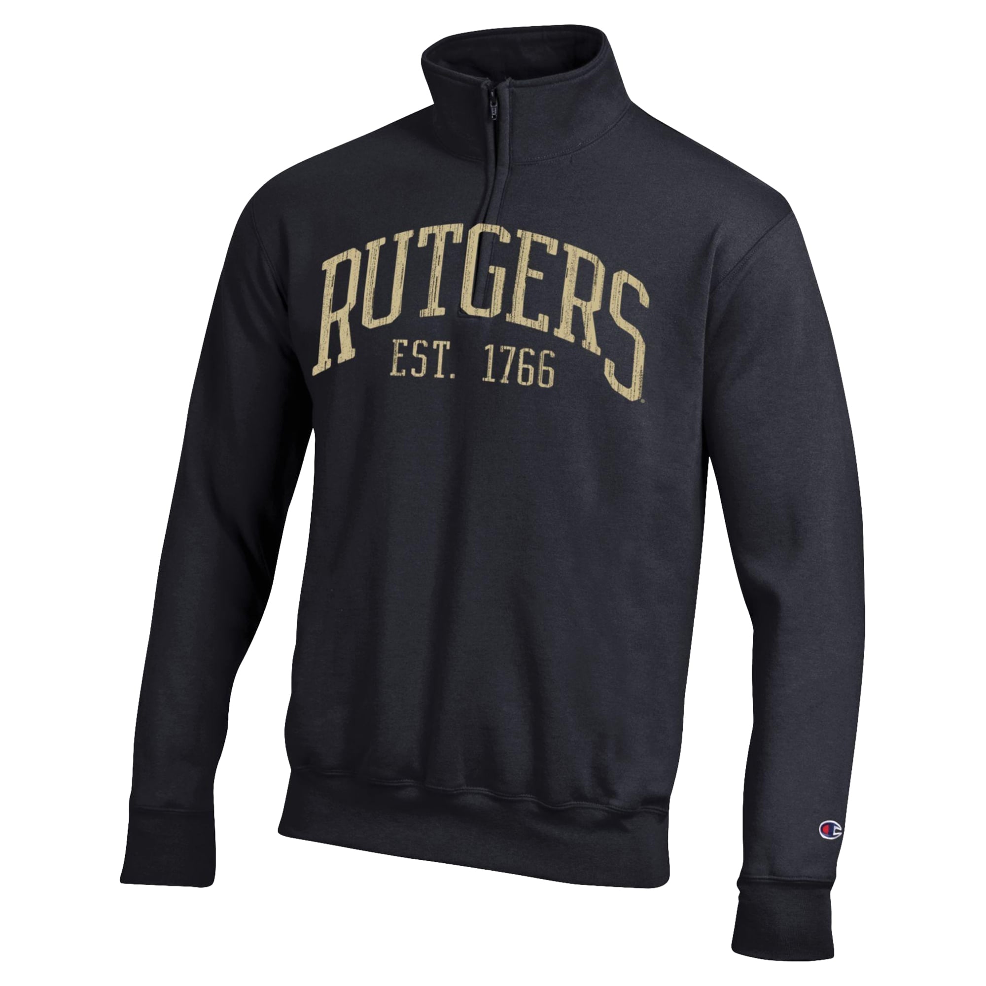 Men's Champion Black Rutgers Scarlet Knights Powerblend Quarter-Zip Pullover