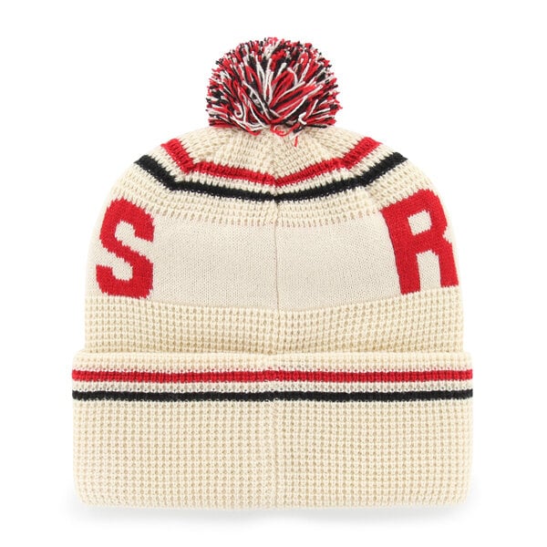 Bonnet unisexe '47 crème Rutgers Scarlet Knights en maille gaufrée à revers avec pompon