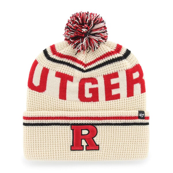 Bonnet unisexe '47 crème Rutgers Scarlet Knights en maille gaufrée à revers avec pompon