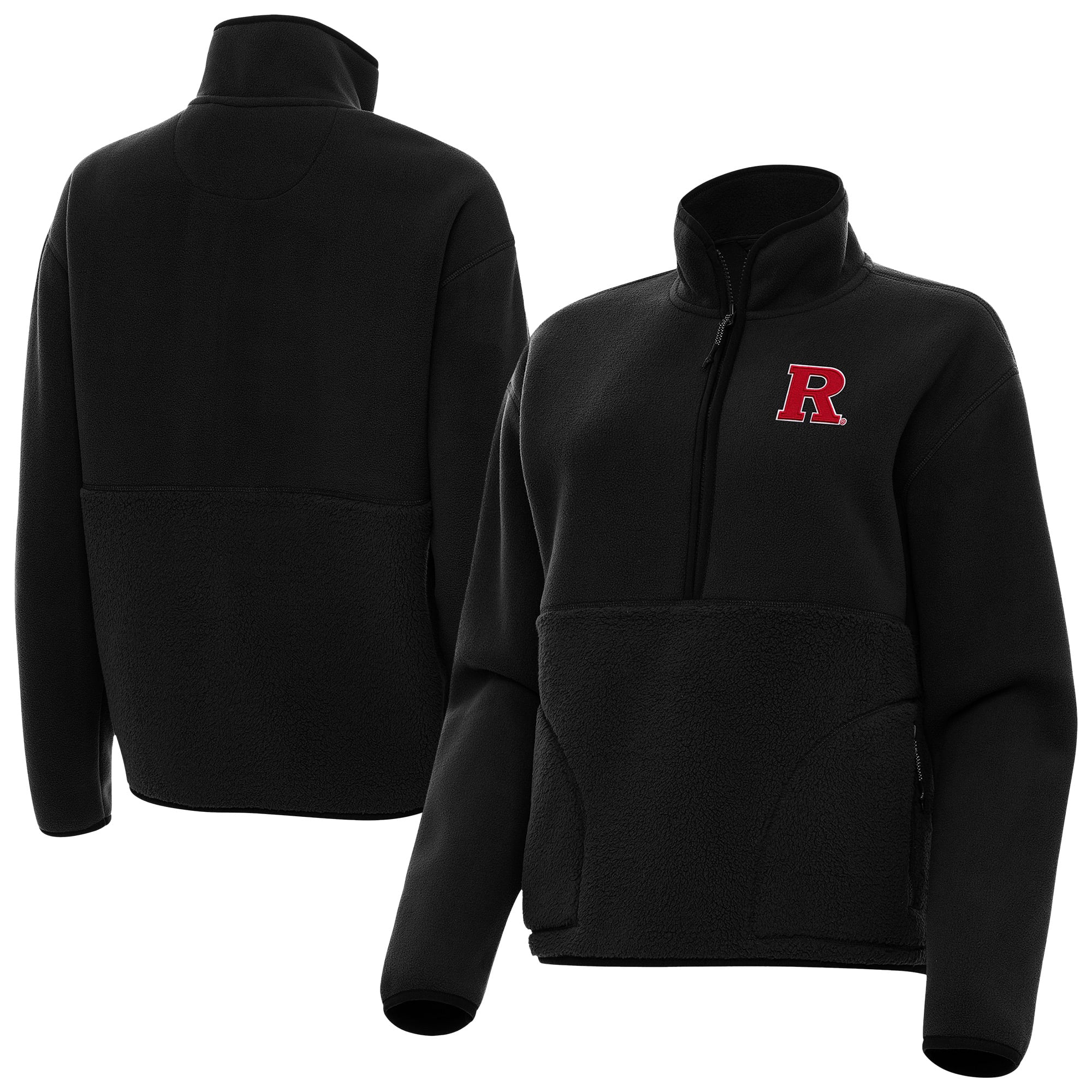 Women's Antigua Black Rutgers Scarlet Knights Figure Quarter-Zip ...