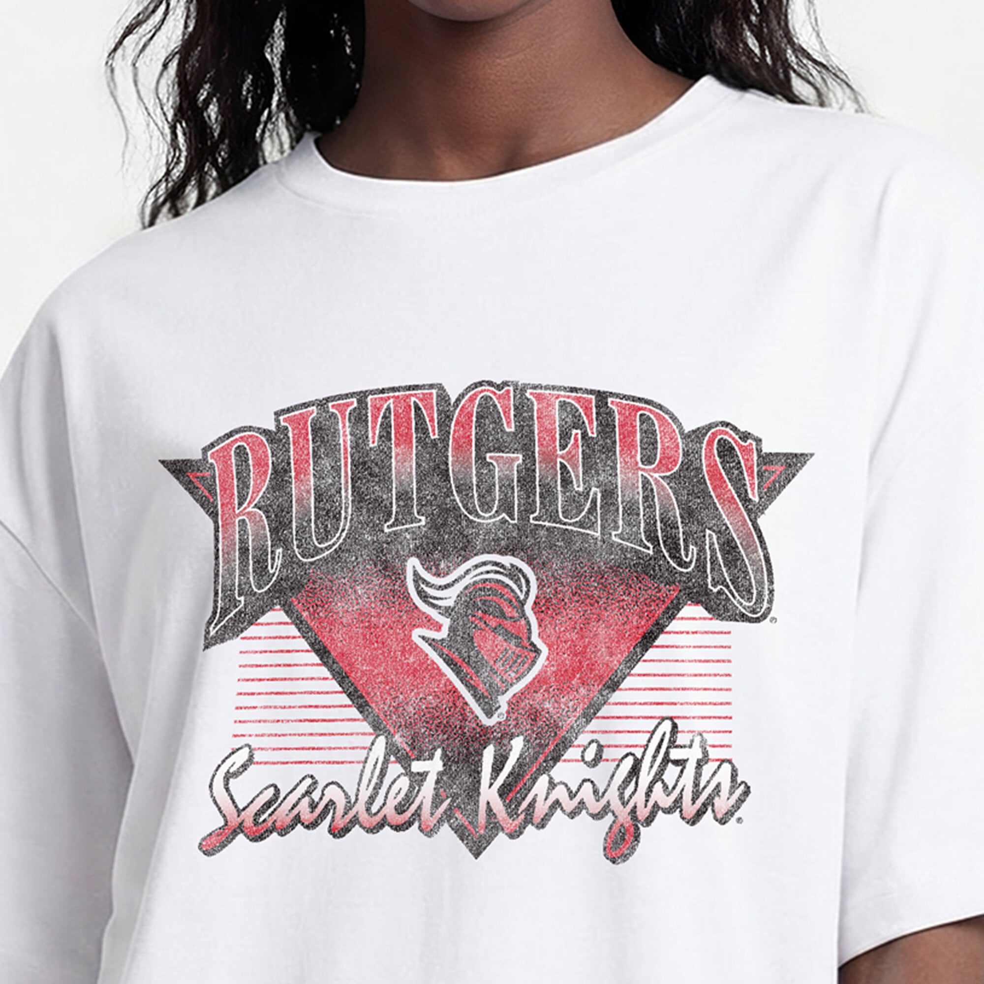 Women's Champion  White Rutgers Scarlet Knights Retro Oversized T-Shirt