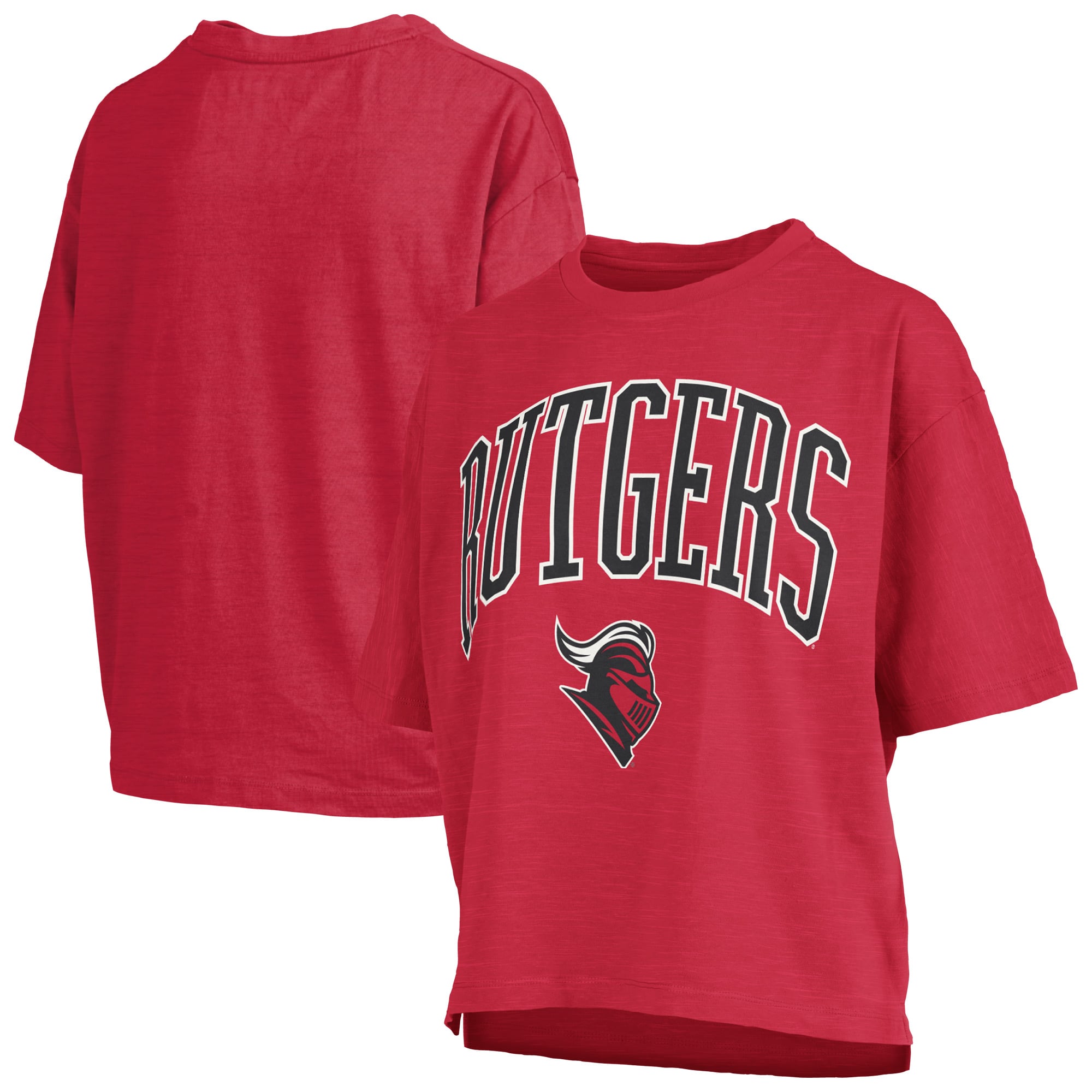 Women's Pressbox Red Rutgers Scarlet Knights Oversized Nelson Arch Over Logo Slub T-Shirt