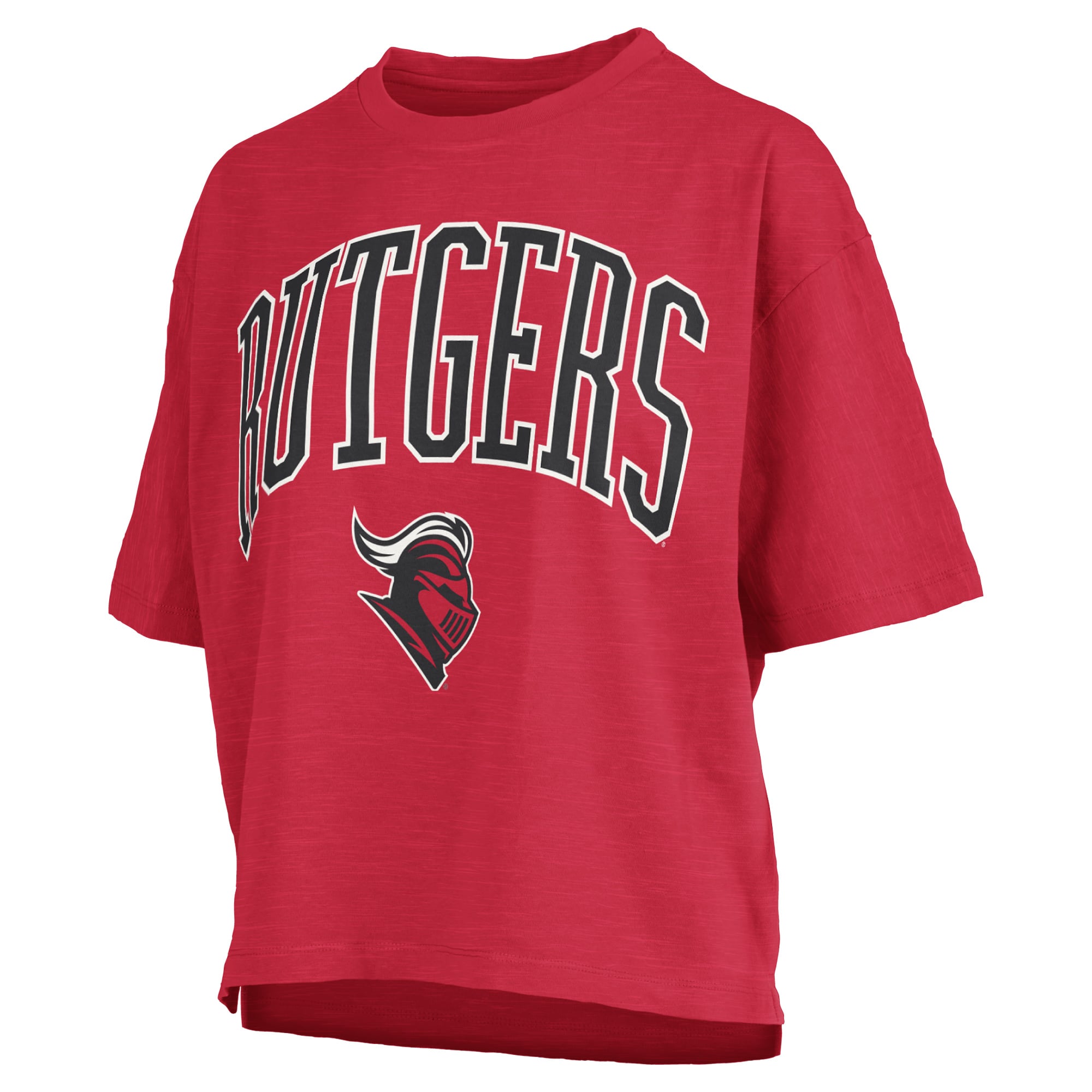 Women's Pressbox Red Rutgers Scarlet Knights Oversized Nelson Arch Over Logo Slub T-Shirt