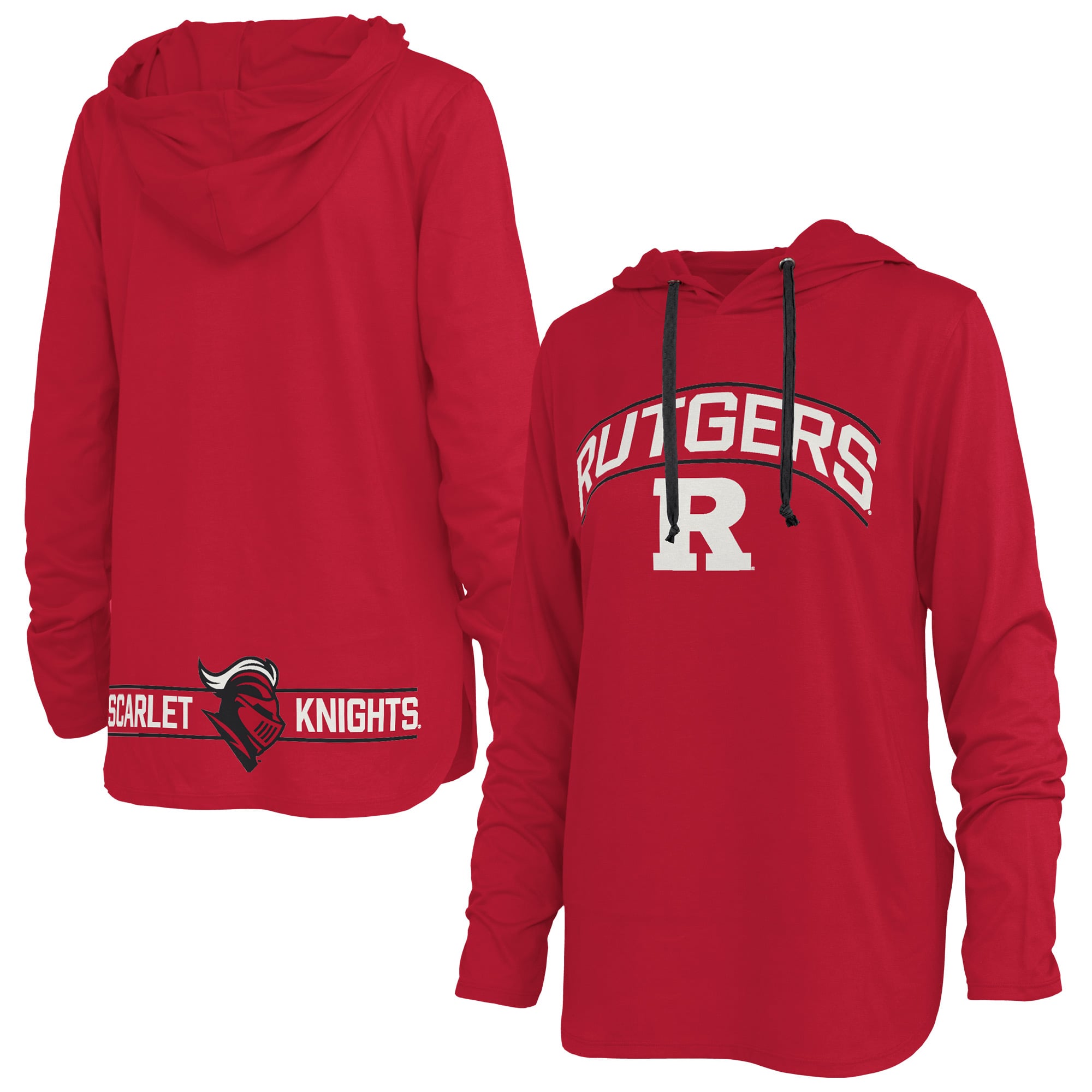 T-shirt à capuche manches longues Allie des Scarlet Knights de Rutgers, imprimé Pressbox Scarlet, pour femmes