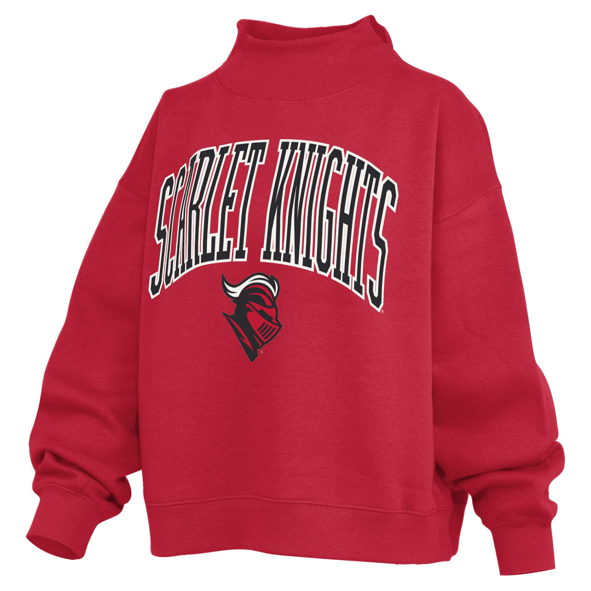 Sweat-shirt à col montant oversize en polaire avec slogan écarlate des Rutgers Scarlet Knights de Pressbox pour femmes
