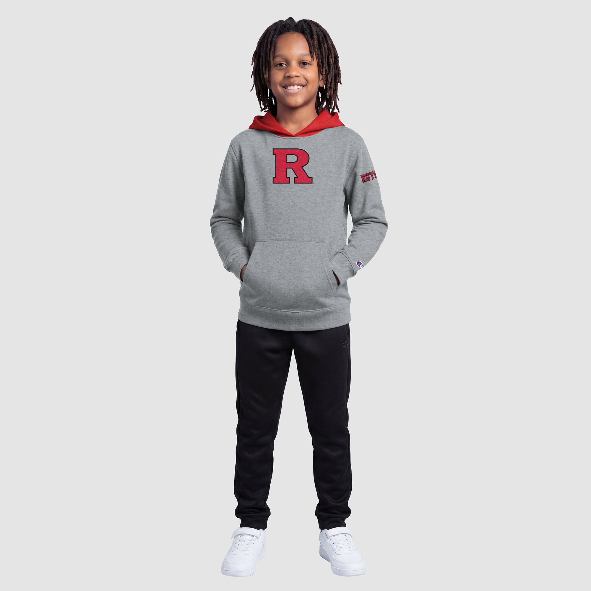 Sweat à capuche en polaire gris chiné Youth Champion Rutgers Scarlet Knights
