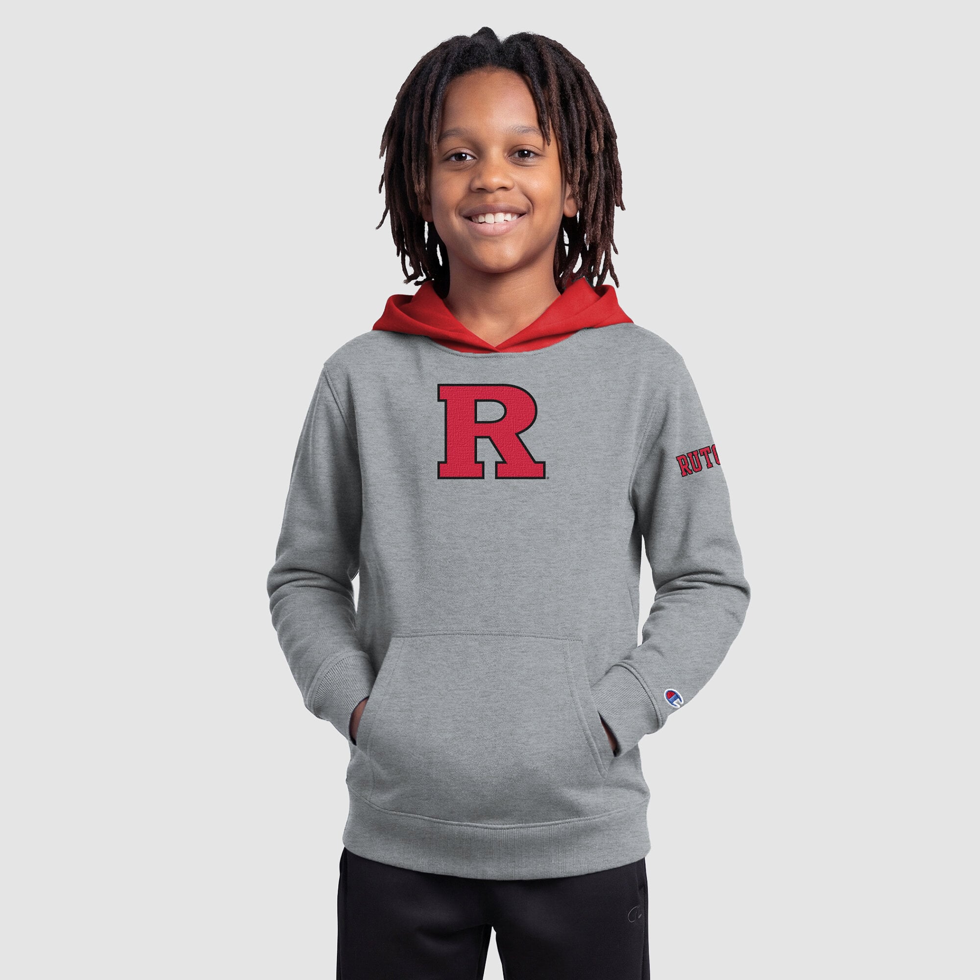 Sweat à capuche en polaire gris chiné Youth Champion Rutgers Scarlet Knights