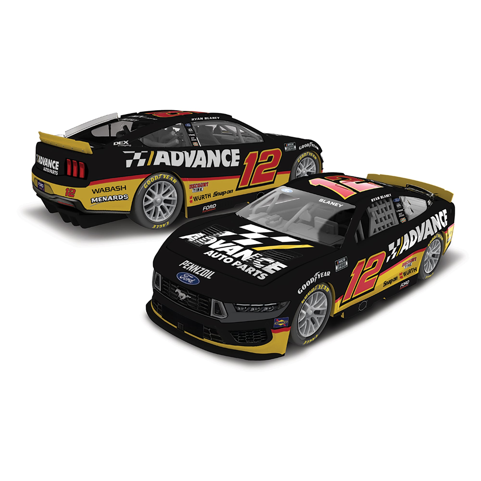 Voiture Miniature Lionel Racing Ryan Blaney 2025 - No.12 Ford Mustang - Échelle 1:64 - Pneus Roulants - 11