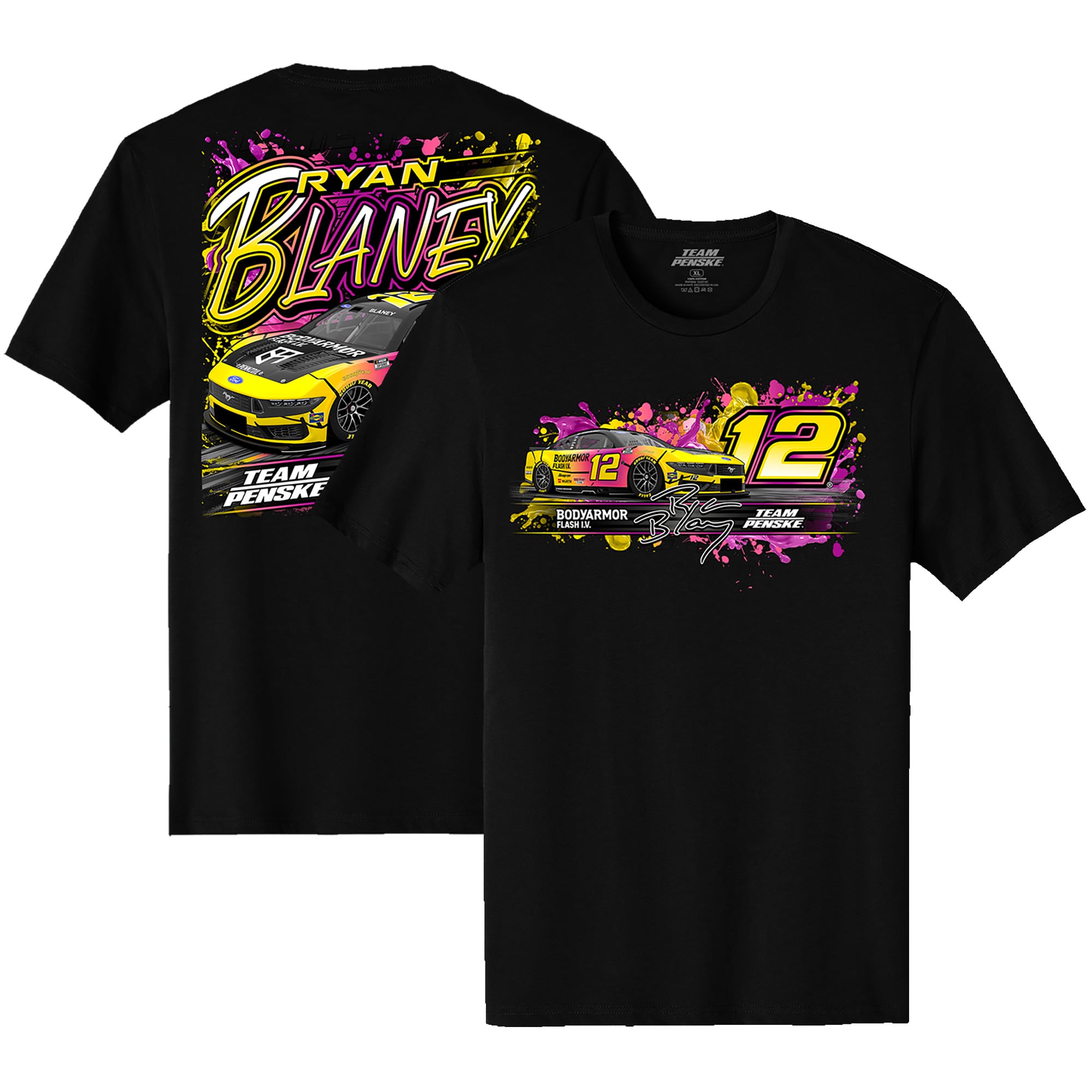 Men's Classic Ink Black Ryan Blaney BodyArmor Flash I.V. Car T-Shirt