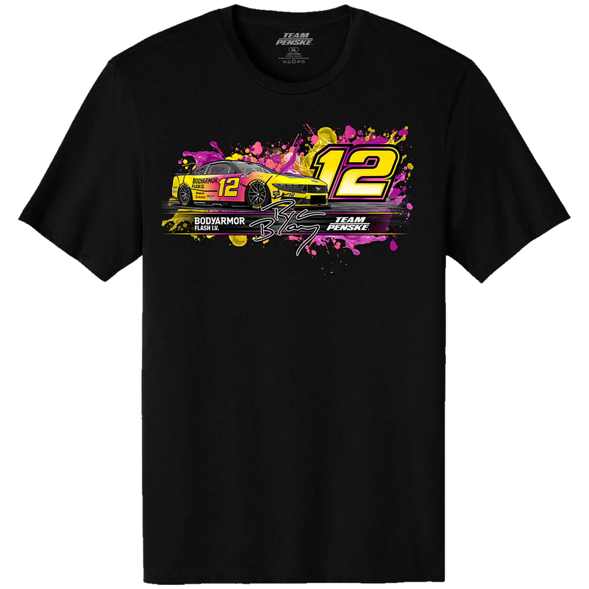 Men's Classic Ink Black Ryan Blaney BodyArmor Flash I.V. Car T-Shirt
