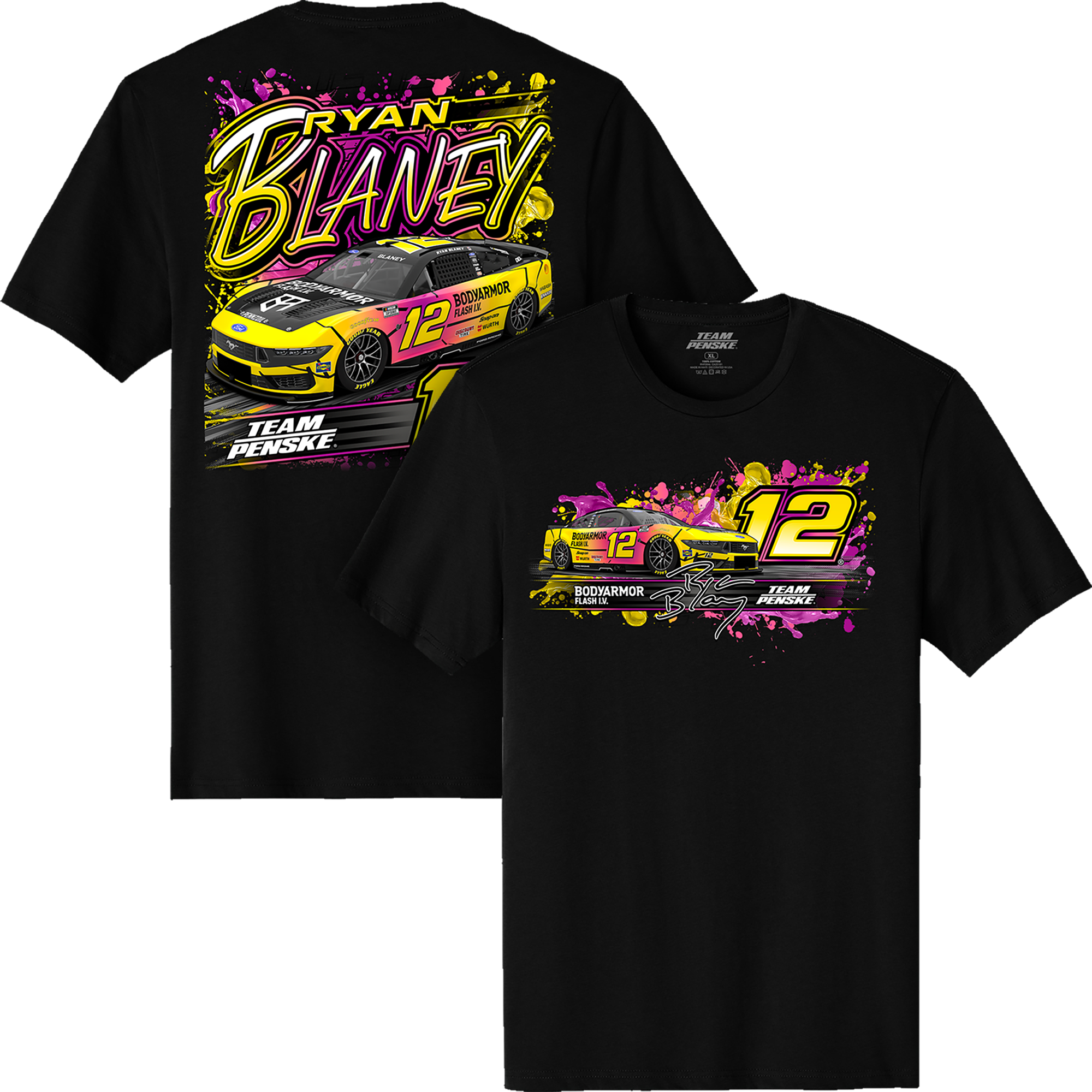 Men's Classic Ink Black Ryan Blaney BodyArmor Flash I.V. Car T-Shirt