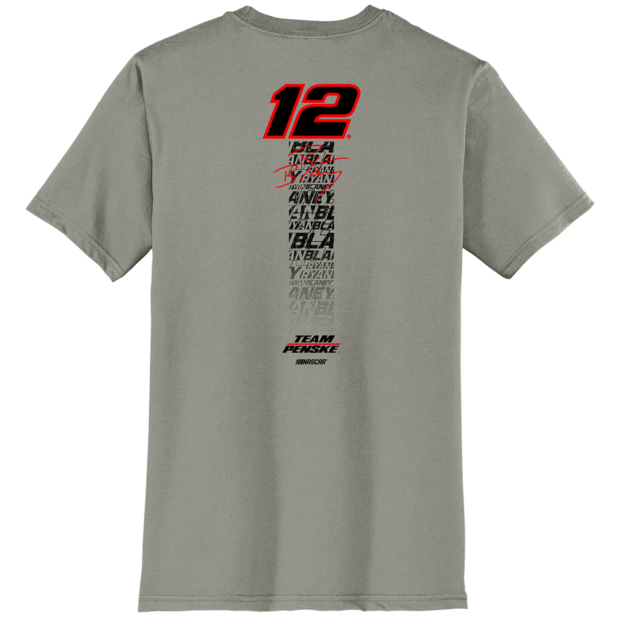 T-shirt de style vie gris l'équipe Penske pour hommes Ryan Blaney