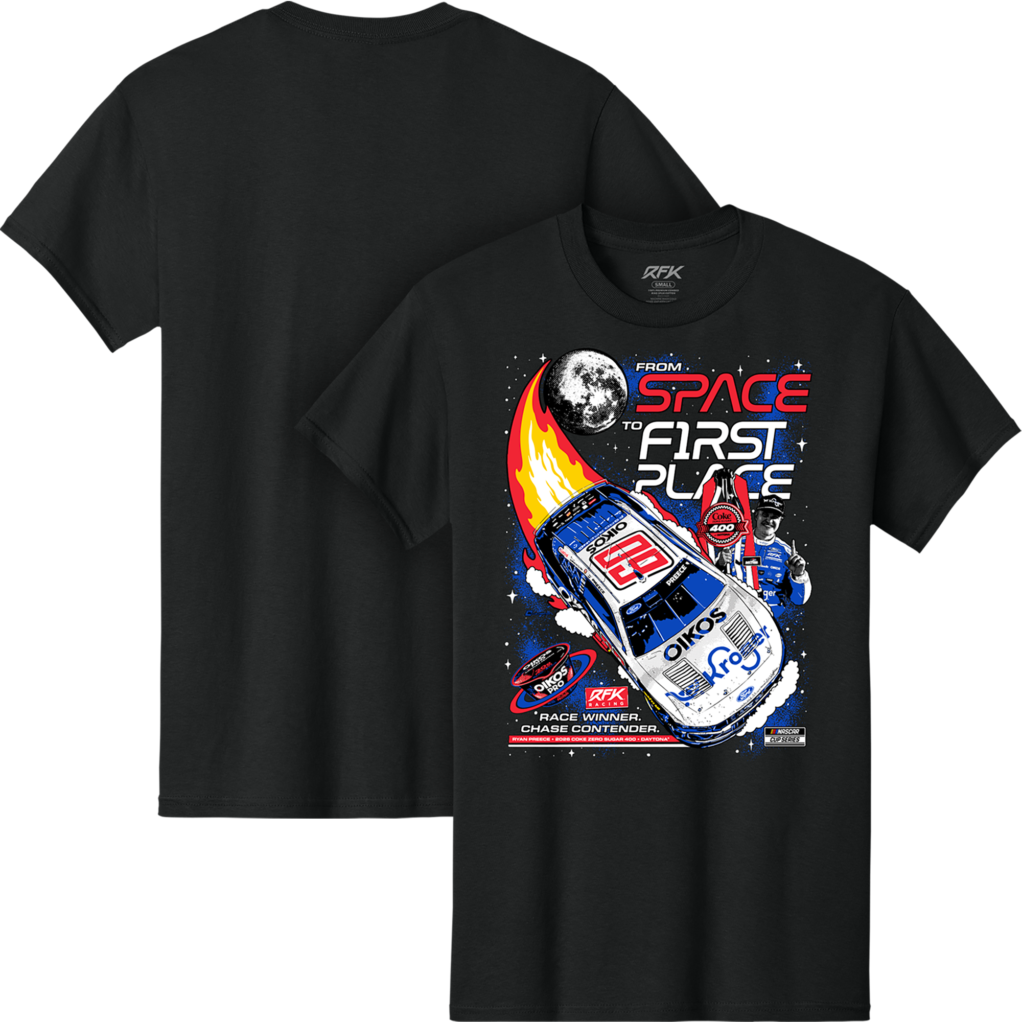 Men's Classic Ink Black Ryan Preece 2026 Coke Zero Sugar 400 Race Winner T-Shirt