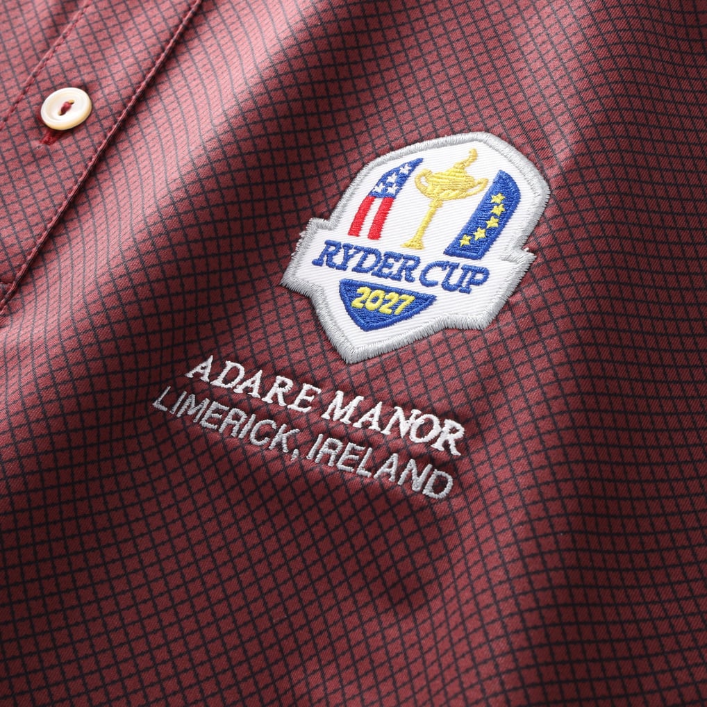 2027 Ryder Cup Peter Millar Fulton Performance Jersey Polo - Burgundy