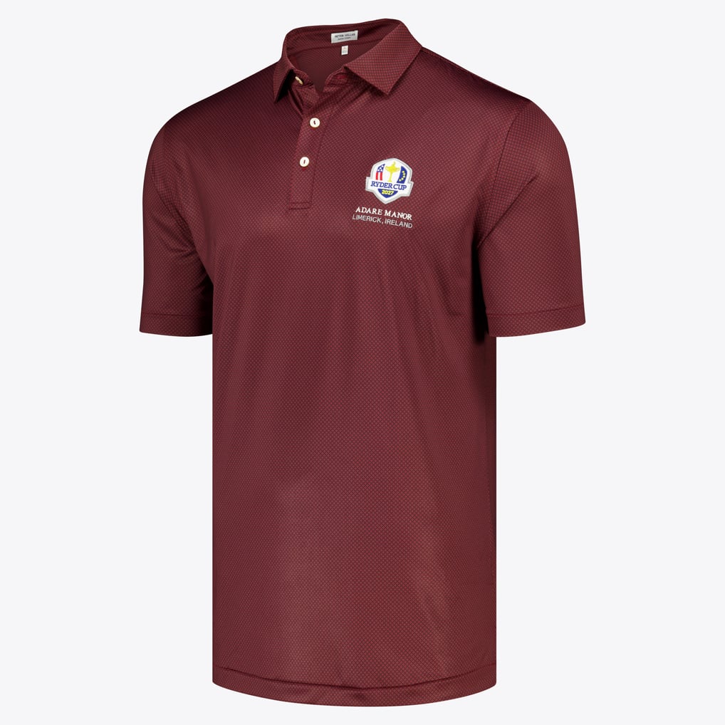 2027 Ryder Cup Peter Millar Fulton Performance Jersey Polo - Burgundy
