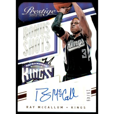 2014-15 Prestige Premium Bonus Shots Autographs Orange Die Cuts #73 Ray McCallum/49