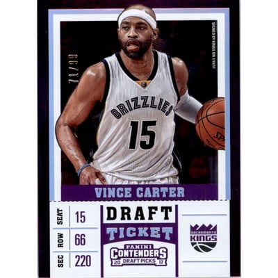 2017-18 Panini Contenders Draft Picks Draft Ticket #48B Vince Carter/white jersey