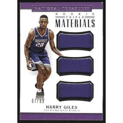 2017-18 Panini National Treasures Rookie Triple Materials #18 Harry Giles
