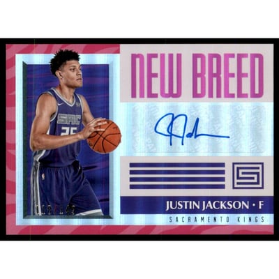 2017-18 Panini Status New Breed Autographs Pink #12 Justin Jackson