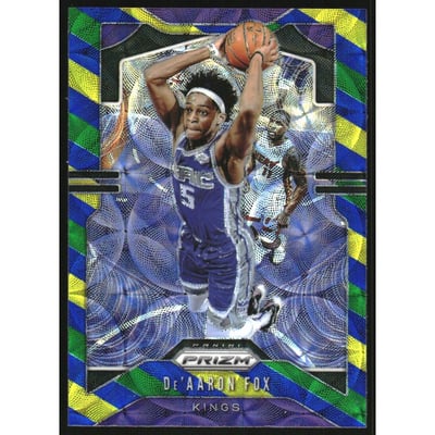 2019-20 Panini Prizm Prizms Choice Blue Yellow and Green #120 De'Aaron Fox