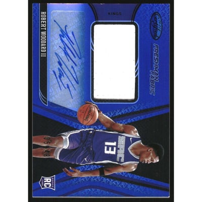 2020-21 Certified Freshman Fabric Signatures Blue #4 Robert Woodard II