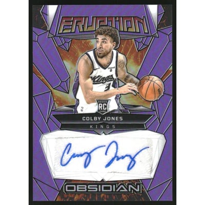 2023-24 Panini Obsidian Rookie Eruption Autographs Electric Etch Purple Flood #5 Colby Jones