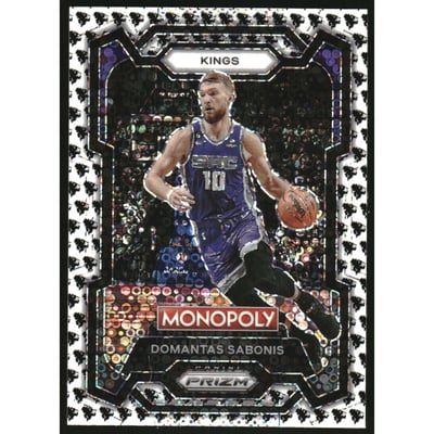 2023-24 Panini Prizm Monopoly Monopoly Man Black and White #77 Domantas Sabonis